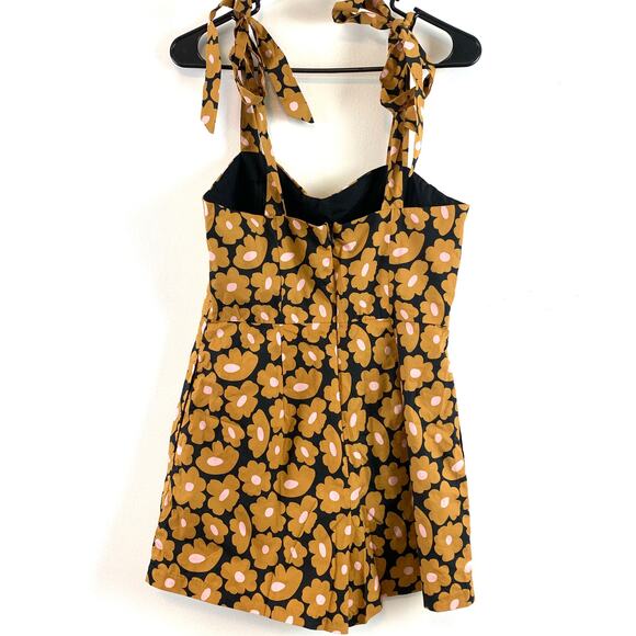 Anthropologie Hutch Daisy Floral Print Corset Playsuit Romper Orange Motif 4 - Picture 7 of 9